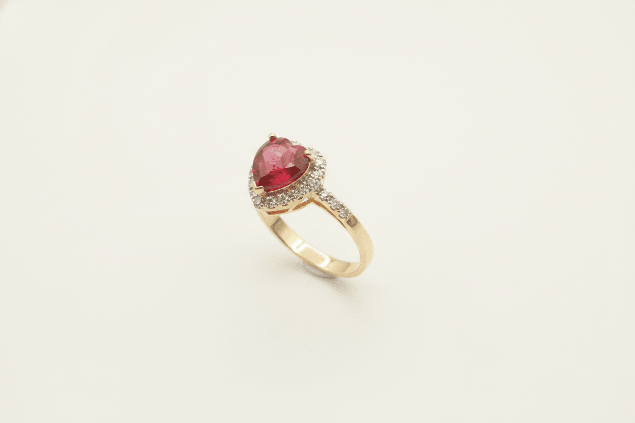 Diamond Heart-Shaped Diamond Ruby 10k gold