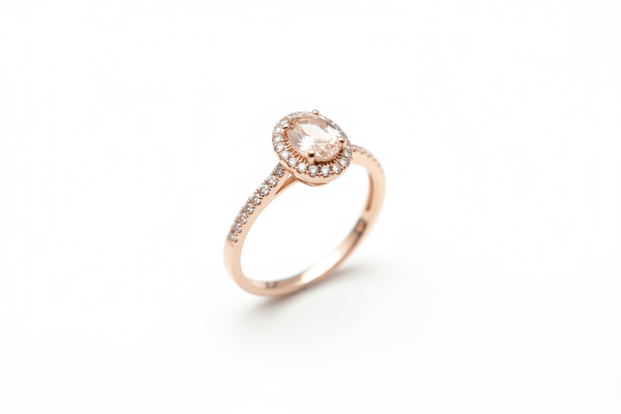 Bague diamant morganite 14k or
