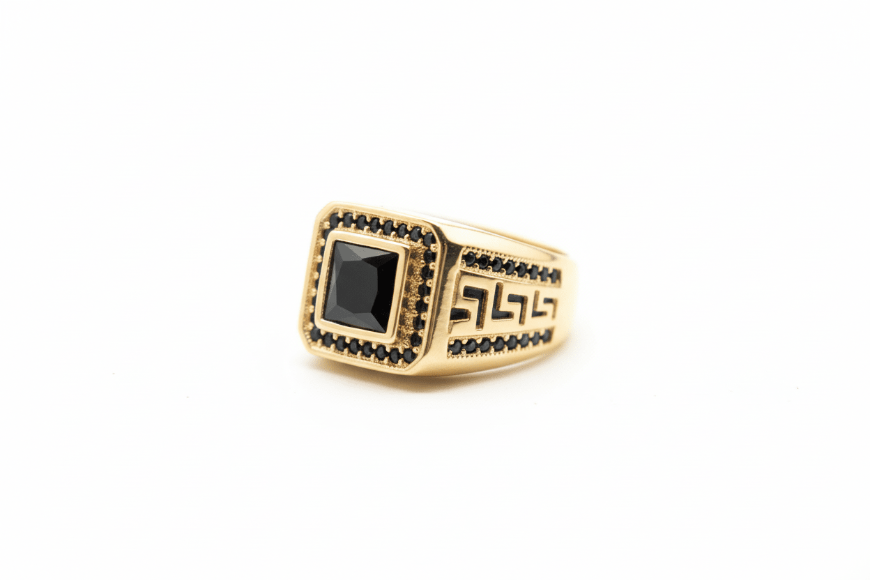 Bague en onyx noir en or 10K