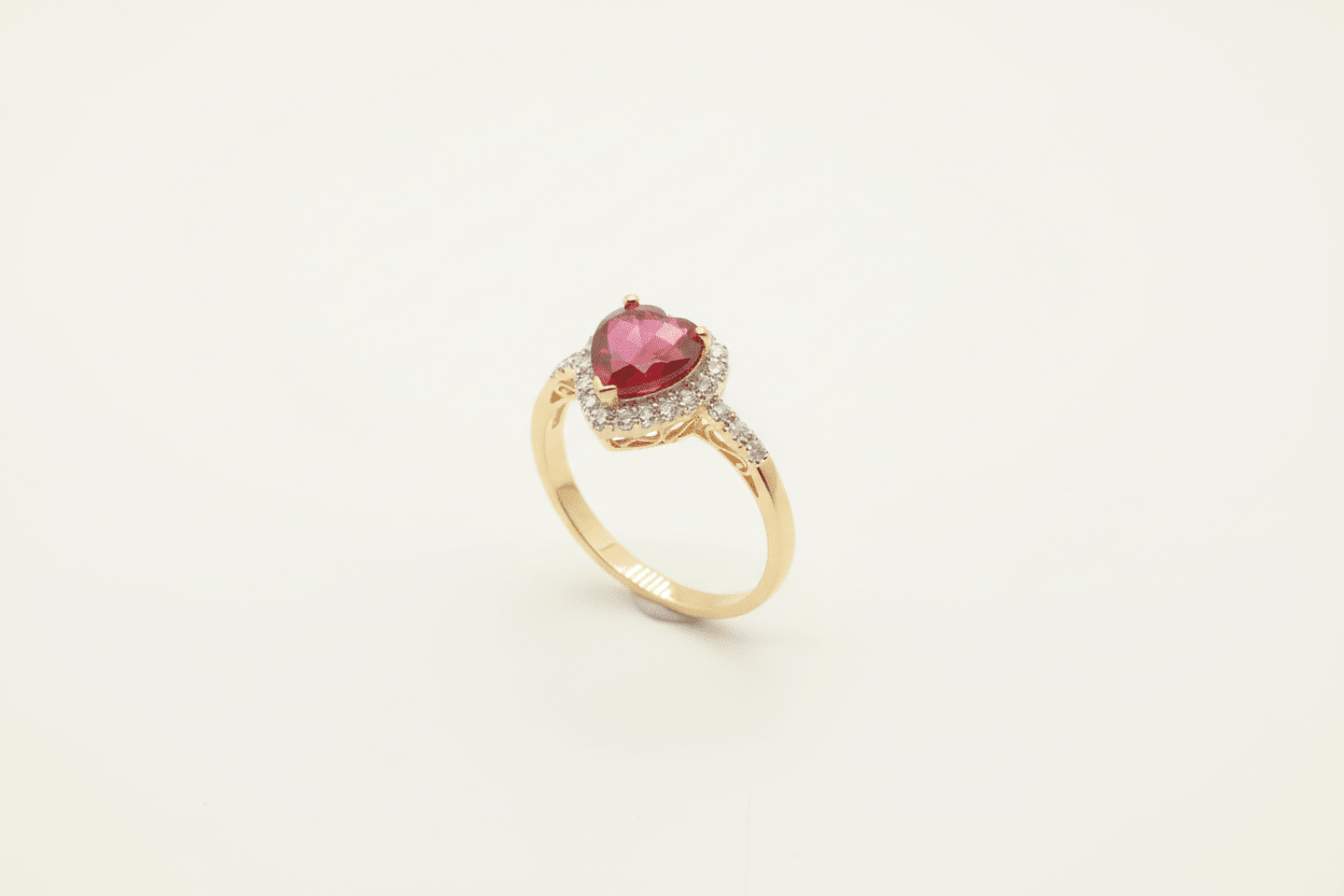 Diamond Heart-Shaped Diamond Ruby 10k gold