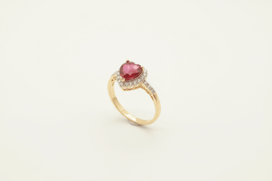 Diamond Heart-Shaped Diamond Ruby 10k gold