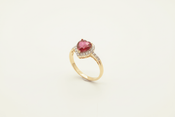 Diamond Heart-Shaped Diamond Ruby 10k gold