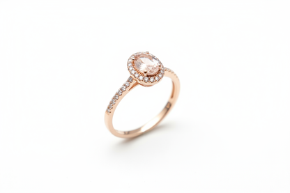 Bague diamant morganite 14k or