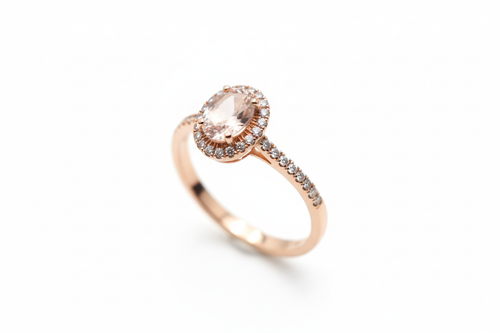 Bague diamant morganite 14k or
