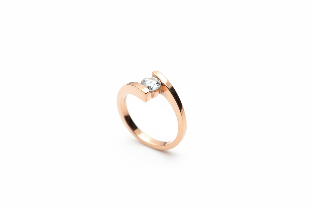 Bague en or rose 10K avec zirconia