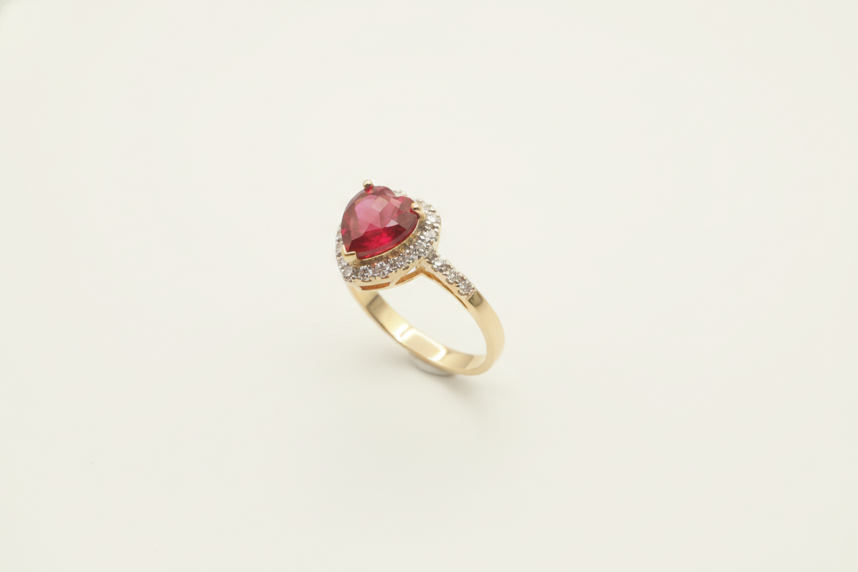 Diamond Heart-Shaped Diamond Ruby 10k gold