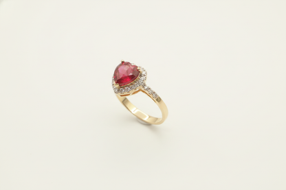 Diamond Heart-Shaped Diamond Ruby 10k gold