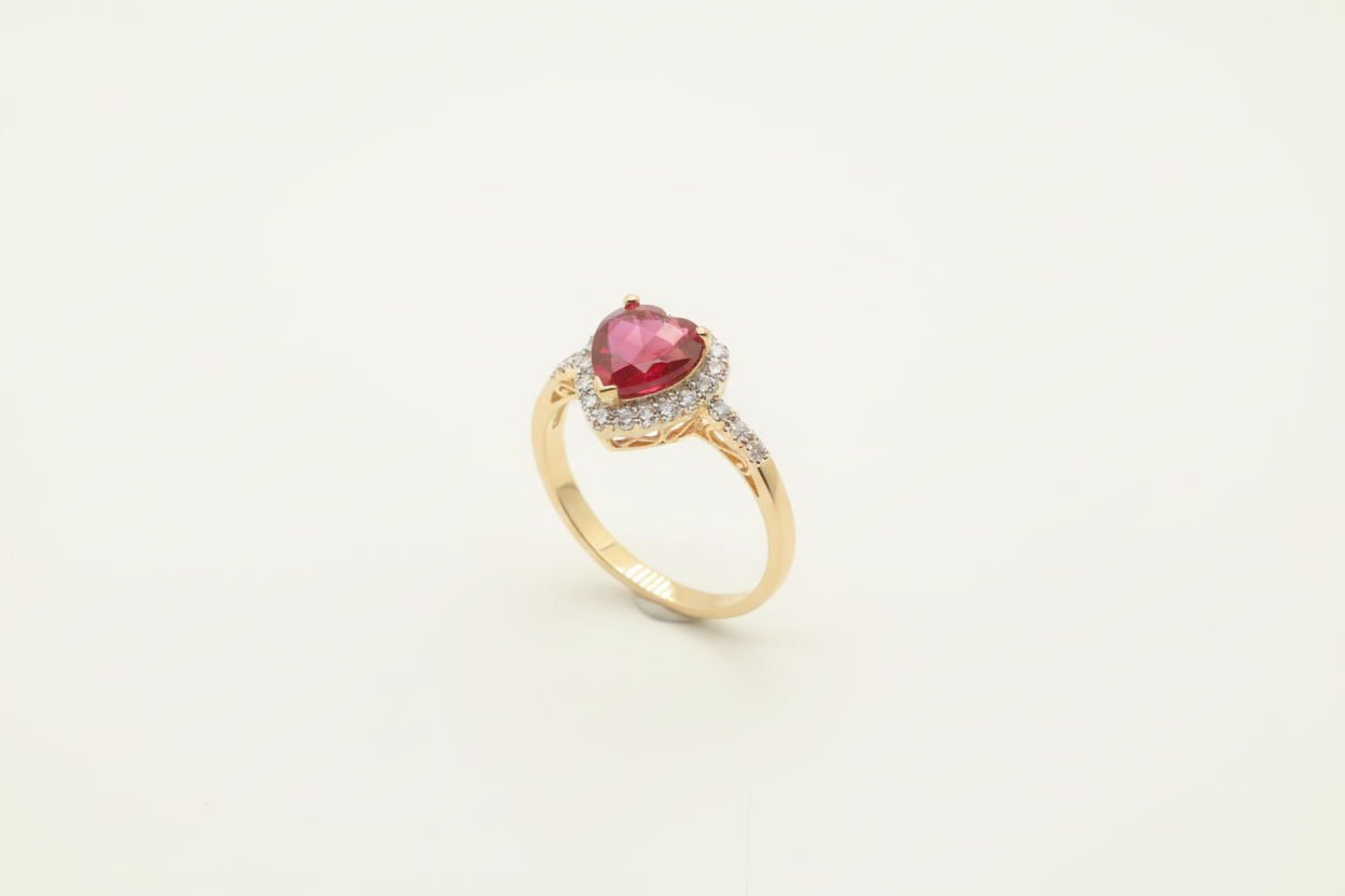 Diamond Heart-Shaped Diamond Ruby 10k gold
